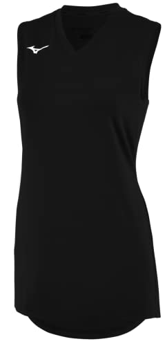 Mizuno Girls' Standard Slvlss V-Neck Jersey, Black, Medium