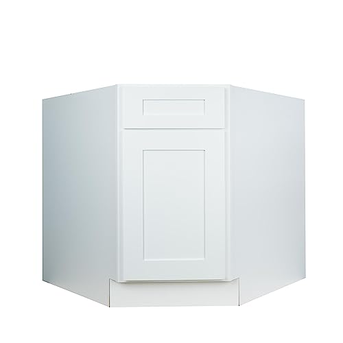 Hollywood Fabiani Design Corner Sink Base Kitchen Cabinet 36 in. W x 24 in. D x 34.5 in. H in Shaker White Ready to Assemble