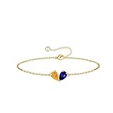 Turandoss November December Birthstone Bracelet for Women - Created Citrine, Tanzanite Bracelet Pear Birthstone Bracelets for Women, 14K Dainty Gold Plated Bracelets for Women’s Jewelry Gifts