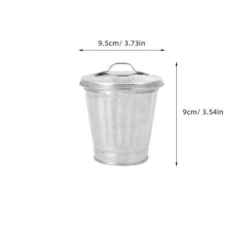 Mini lata de basura de hierro galvanizado jojofuny miniatura 2