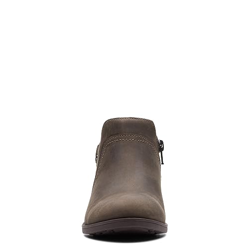 Clarks Women's Charlten Grace Ankle Boot, Taupe Oily Leather, 8 Wide US
