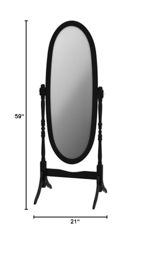 GTU Furniture Swivel Adjustable Full-Length Oval Wood Cheval Floor Mirror, in White/Black/Cherry/Oak/Silver/Gold/Espresso/Grey Finish (Black)