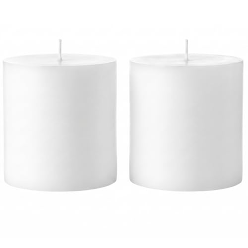 Mister Candle 4 x 4 White Pillar Candles Set of 2 Unscented Smokeless Dripless Handmade Paraffin Wax Candles Long 80 Hour Burn Time Decorative Centerpiece & Home Decor Candle Set