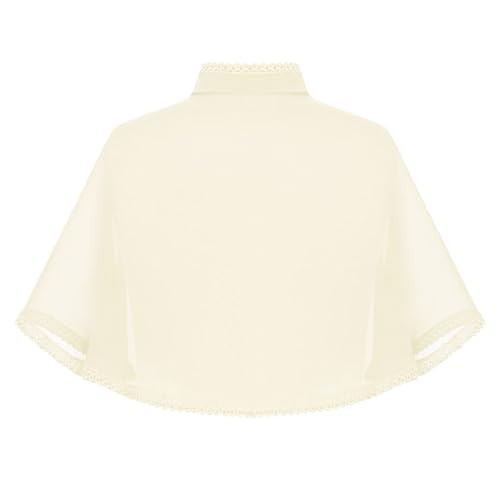 Choomomo Girls Chiffon Shrug with Brooch Stand Collar Lace Bolero Cardigan Cape Elegant Shawl Wrap2