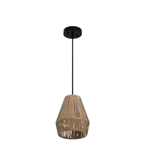 Elyona Woven Pendant Lights, 7 Inch Rustic Rattan Hanging Lamp Adjustable Handwoven Basket Shade, Boho Pendant Light Fixtures For Kitchen Island thumb #3