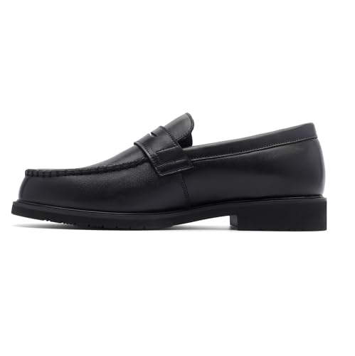 Comfort Penny Loafers for Men – Leather Slip-On Shoes with Orthotic-Friendly Insole and Flexible Outsole for Work & Daily Wear Black3