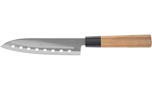 GlücksKompass Cuchillo japonés Santoku | hoja de acero inoxidable de 17 cm extra afilada | mango ergonómico cómodo de madera de bambú | cuchillo santoku cuchillo de cocina de damasco Cover