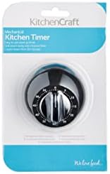 KitchenCraft Mechanical Kitchen Timer with Soft Touch and Chrome finish, Countdown Timer 1 Hour, Black and Chrome