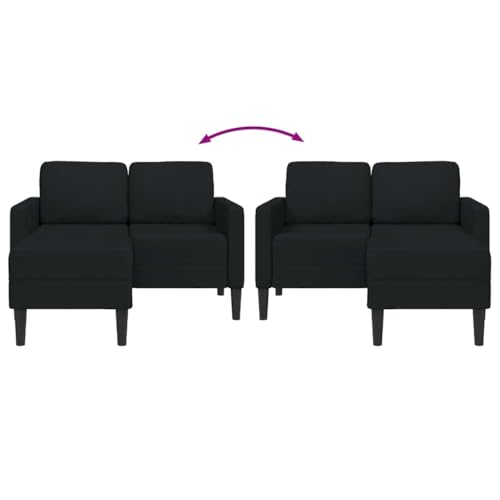 Vidaxl Divano 2 Posti Con Chaise Longue A L Nera 125 Cm In Tessuto, Divano A 2 Posti Camera Da Letto, Divanetto, Divano A Due Posti, Divano A 2 Posti - 6