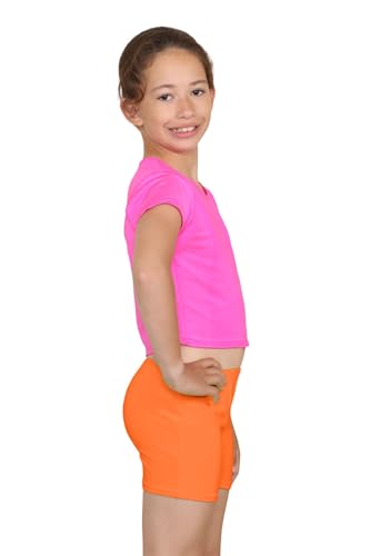 Pantalones cortos de danza para niñas shorts elásticos de gimnasia negro neón 5-6 años 3