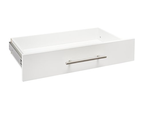 Image of ClosetMaid SuiteSymphony Wood Closet Drawer, Add On Accessory, Modern Style, for Storage, Closet, Clothes, 25 inch x 5 inch Size for 25 in. Units, Pure White /Satin Nickel