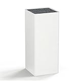 Blocco portacoltelli senza coltello, bianco, universale, con setole rimovibili, per 5-8 coltelli di tutti i tipi (plastica, apertura quadrata)
