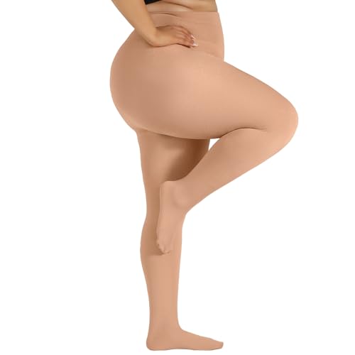 Image of DancMolly Plus Size Fleece Lined Tights Winter Warm Womens Tights, High Waisted Opaque Pantyhose