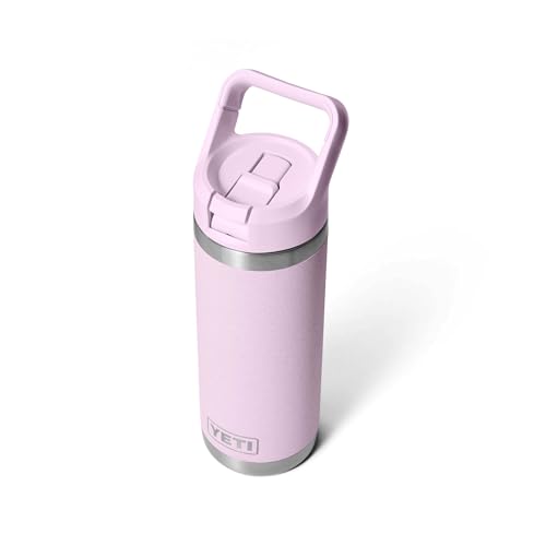 Image of YETI Rambler 18 oz Bottle, Vacuum Insulated, Stainless Steel with Straw Cap, Cherry Blossom