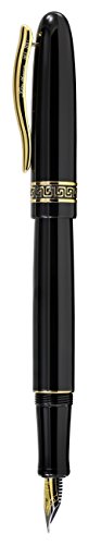 Xezo Fine Fountain Pen, Black With Screw-On Cap Limited Edition (Phantom Classic Black F) #TOP3