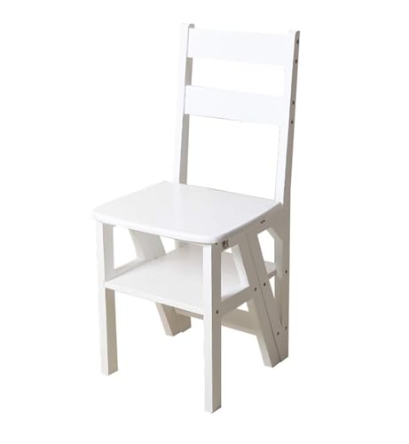 HKLJHCVA-OU Escalón de Paso Taburete Plegable de Madera Blanca de 4 escalones: Escalera Ligera y Multifuncional for el hogar y la Biblioteca.