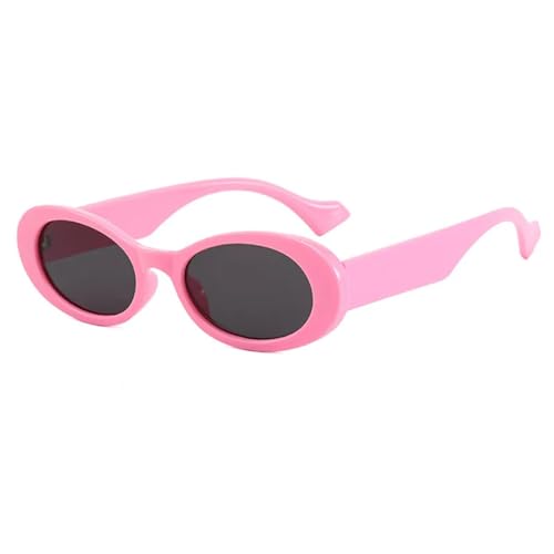 Petite monture ovale rétro lunettes de soleil noires et roses d'exception