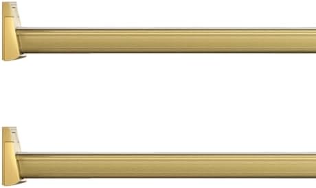 2 Pack 110cm(43 2/7 in) Wall Mounted Wardrobe Rail - Square Black/Champagne Closet Pole with Flanges, Clothes Drying Bar for Organizing & Streamlining Your Closet