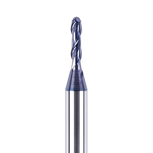 Spetool 5PCS P2B-R1/16-H1/4-TIAIN 5Pcs Ball Nose End Mill 1/8 Inch Cutting Diameter 1/4 Inch Shank 2 Flute Hrc55 Tiain Coated Carbide Upcut Router Bits Cnc Milling Tool thumb #3