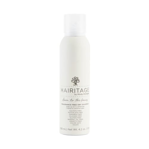 Hairitage Down to the Basics Dry Shampoo Spray with Rice Protein - Translucent - No Aritficial Fragrances - Oil-Absorbing - Refresh Hair + Odor - Volumizer for Women & Men 4.2 oz