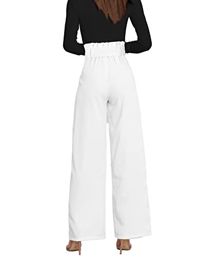 Sexyshine Women's Casual High Waist Belted Wide Leg Pants Loose Fit Bootcut Office Work Palazzo Trousers with Pocket3