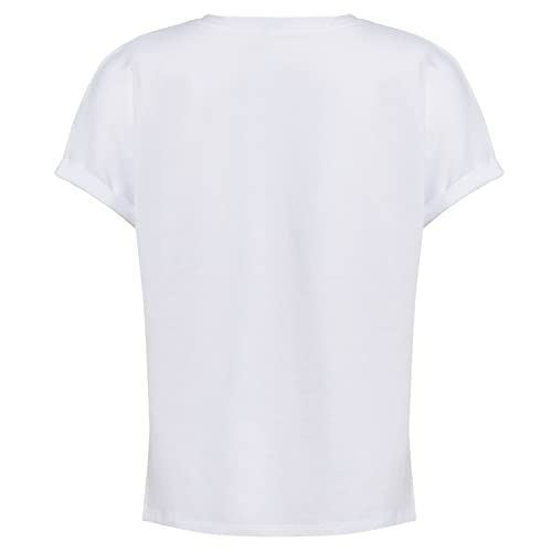 Adidas Girls' Short Sleeve Graphic Tee, White/Light Pink, Medium (10/12) #TOP1