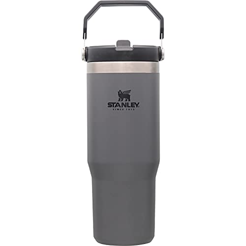 Stanley Ice Flow - Vaso de vacío con pajilla abatible de 0,88 L, aislamiento frío, acero inoxidable, para deportes y exteriores