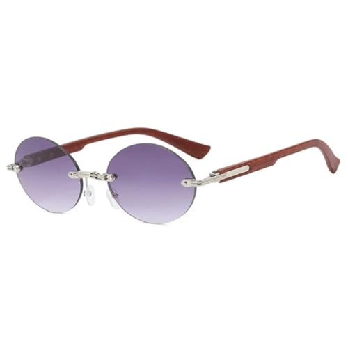 Lunettes de soleil ovales sans monture UV400 tendance homme femme verres dégradés