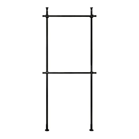 Josbuynls Closet Organizer, 2 Tier Floor to Ceiling Clothes Racks Adjustable Clothing Rack Clothing Storage Hanging Shelf Stainless Steel-Black Cover