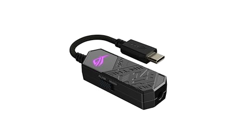 Image of ASUS ROG Clavis USB-C Gaming DAC (ESS 9281 Quad DAC Amplifier, AI Noise-Canceling Mic, MQA Rendering, Aura Sync RGB, Compatible with PC, Mobile, Playstation 5, and Switch)