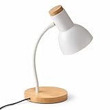 Luminária Articulada Mesa com Base de Bambu Abajur Direcionável Leitura Escritório Quarto Home Office Decoração Moderna Minimalista Altura 45cm