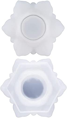 Image of SNOOGG Pack of 1 Silicone Moulds Lotus Shape Tealight Holder for Epoxy Resin Art, DIY, Casting