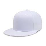 CHOK.LIDS Flat Bill Visor Classic Snapback Hat Blank Adjustable Brim High Top End Trendy Color Style Plain Tone Baseball Cap (White)