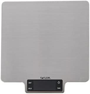 Taylor Pro Digital Large Kitchen Food Scales, Professional Standard Tare Feature with Accuracy and High Precision Sensor, Stainless Steel Silver, 10 kg Capacity