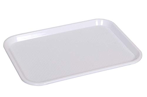 Durable Multi-Use Plastic Serving Trays 18" Rectangular Plastic Trays for Kitchen (Pack of 2, Black-White)