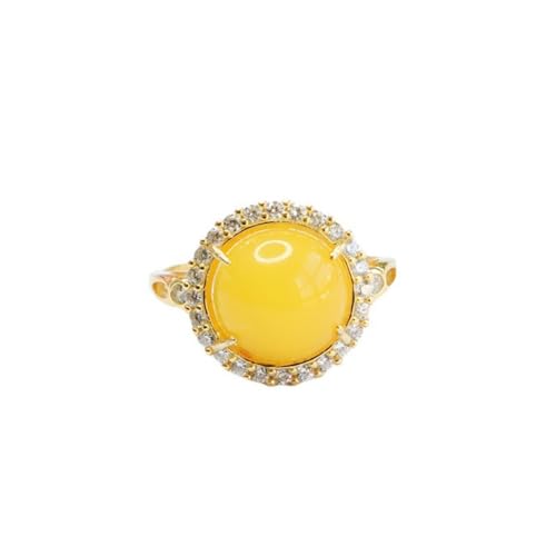 Bague en argent S925 et ambre jaune naturel au design épuré