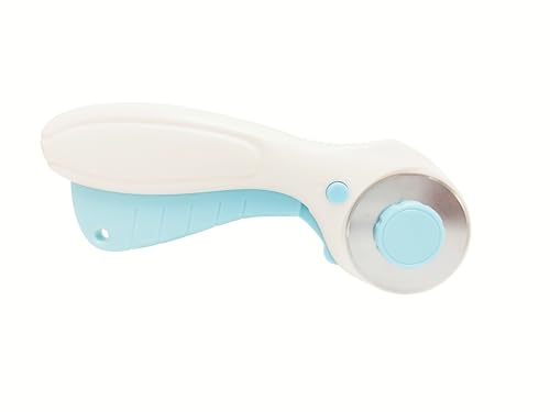 Crafts&Co® Cutter Rotatif Comprend 3 Lames | Cutter de Précision | Tissu, Denim, Coton, Vinyle, Cuir, Papier, Carton | Cutter Rotatif Couture Droitiers et Gauchers | Couteau de Loisirs | Blan