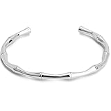 Jude Jewelers Stainless Steel Classical Plain Bamboo Style Open Cuff Bangle Bracelet (Silver)