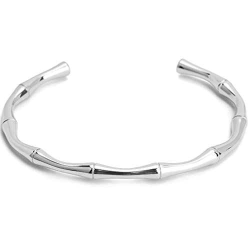 Jude Jewelers Stainless Steel Classical Plain Bamboo Style Open Cuff Bangle Bracelet