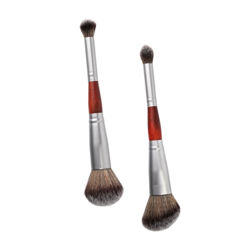 DECOMELODY 2 Pinceles De Maquillaje Doble Punta Compactos Para Rubor y Polvos Sueltos, Tamaño Pequeño, Suaves y Portátiles, Uso Profesional y Doméstico, Aptos Para Viaje