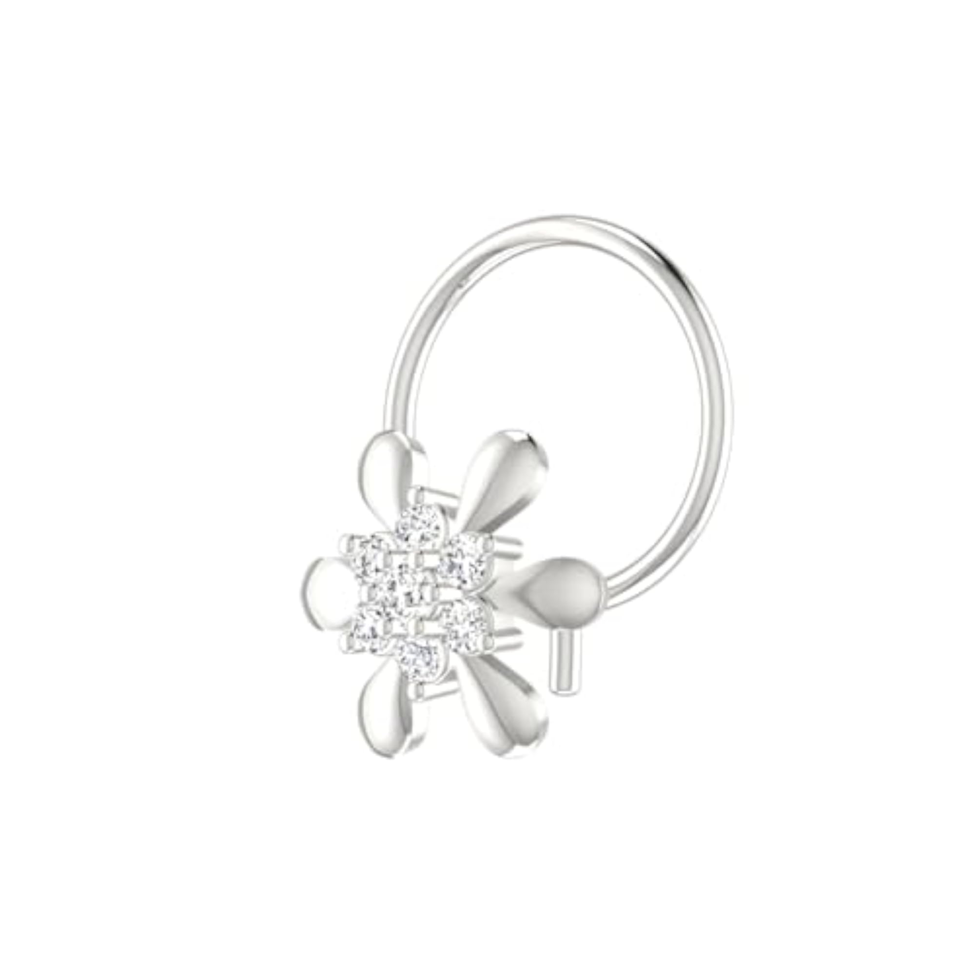 Women's 9K BIS Hallmarked White Gold Stud Nosering