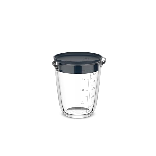 Mepal - Vaso medidor de cristal con tapa Chef it - Escala grabada fácil de leer - Apto para microondas y horno (sin tapa) - Cristal de alta calidad - Apto para lavavajillas - 500 ml - Azul marino