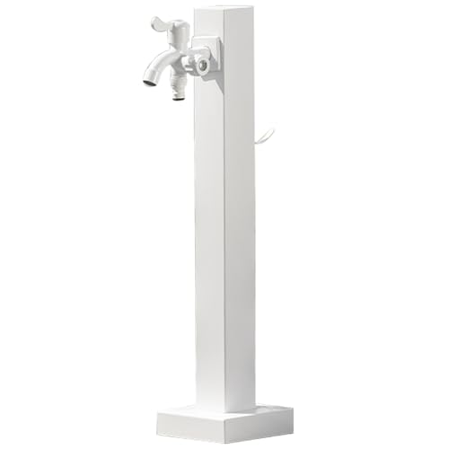 Colonna Acqua Giardino, Rubinetto da Esterno Fontana da Giardino Esterno, Materiale in Acciaio Inossidabile 304, Rubinetto a Doppia Uscita, per Irrigazione, Lavaggio, Fattoria, Pascolo, Cortile(White,