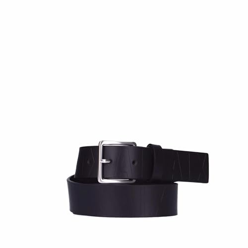 Armani Exchange Men's Embossed Leather Belt Nero, One Size