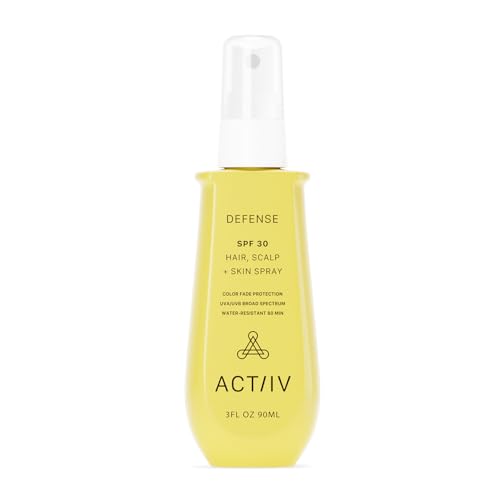 ACTIIV Defense SPF 30 Hair, Scalp + Skin Spray | Protects Hair & Scalp From UV Damage, Maintains Scalp Health, Lightweight Non-Greasy Formula, Water-Resistant,Plant-Based, All Hair Types, 3 oz