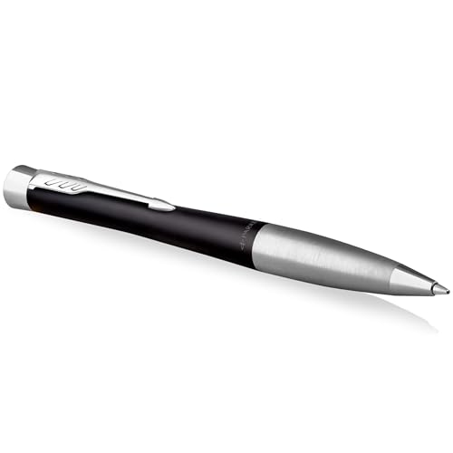 Parker Urban Twist stylo-bille | noir mat avec finitions chrome | pointe moyenne et recharge d’encre bleue | coffret cadeau