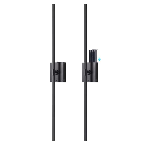 Image of Shenmoyl Battery Operated Wall Sconce Set of 2, 5000mAh Rechargeable Wall Sconces with Detachable Battery, Indoor 350Rotate Wall Lights for Bedroom Living Room, Black, 31.5 Inch