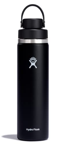 Image of Hydro Flask Water Bottle - Insulated Stainless Steel - Wide Mouth Flex Chug Lid, Non Spill, Leakproof in 24 Oz Black