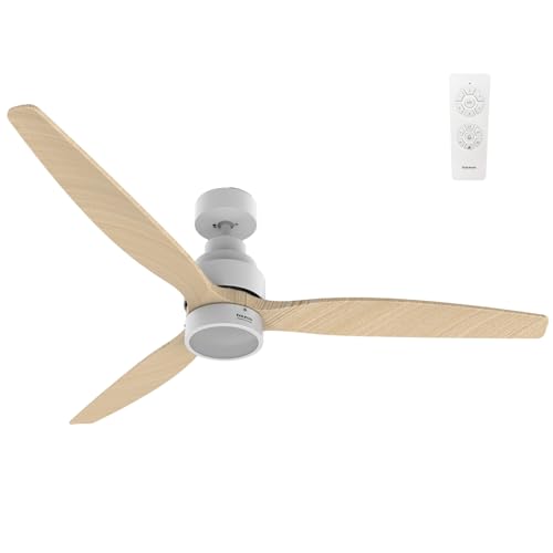 Taurus - Ventilador de Techo con Luz Fresko 3B Ultra Silence 30W | 6 Velocidades | 3 Aspas de Madera 132 cm | Función Verano/Invierno | Temporizador 8h | 3 Tipos de Iluminación | Mando a Distancia