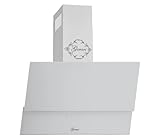 GURARI Dunstabzugshaube 60 cm Kopffrei GCH 268 WH 6 Prime Abzugshaube Weiß Glas | EEK A | Wandhaube 1000m³/h mit Fernbedienung, Full Touch, Timer